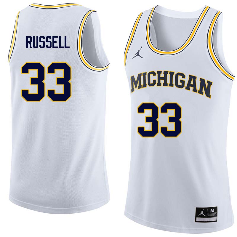 Men #33 Cazzie Russell Michigan Wolverines College Basketball Jerseys Sale-White